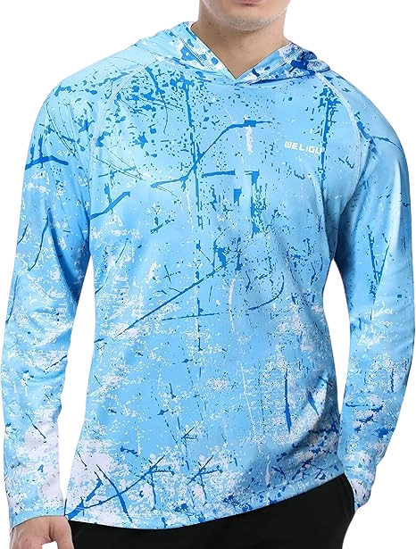 Men's UPF 50+ Sun Protection Hoodie Shirt Long Sleeve SPF Fishing Outdoor UV Hiking Lightweight Shirts