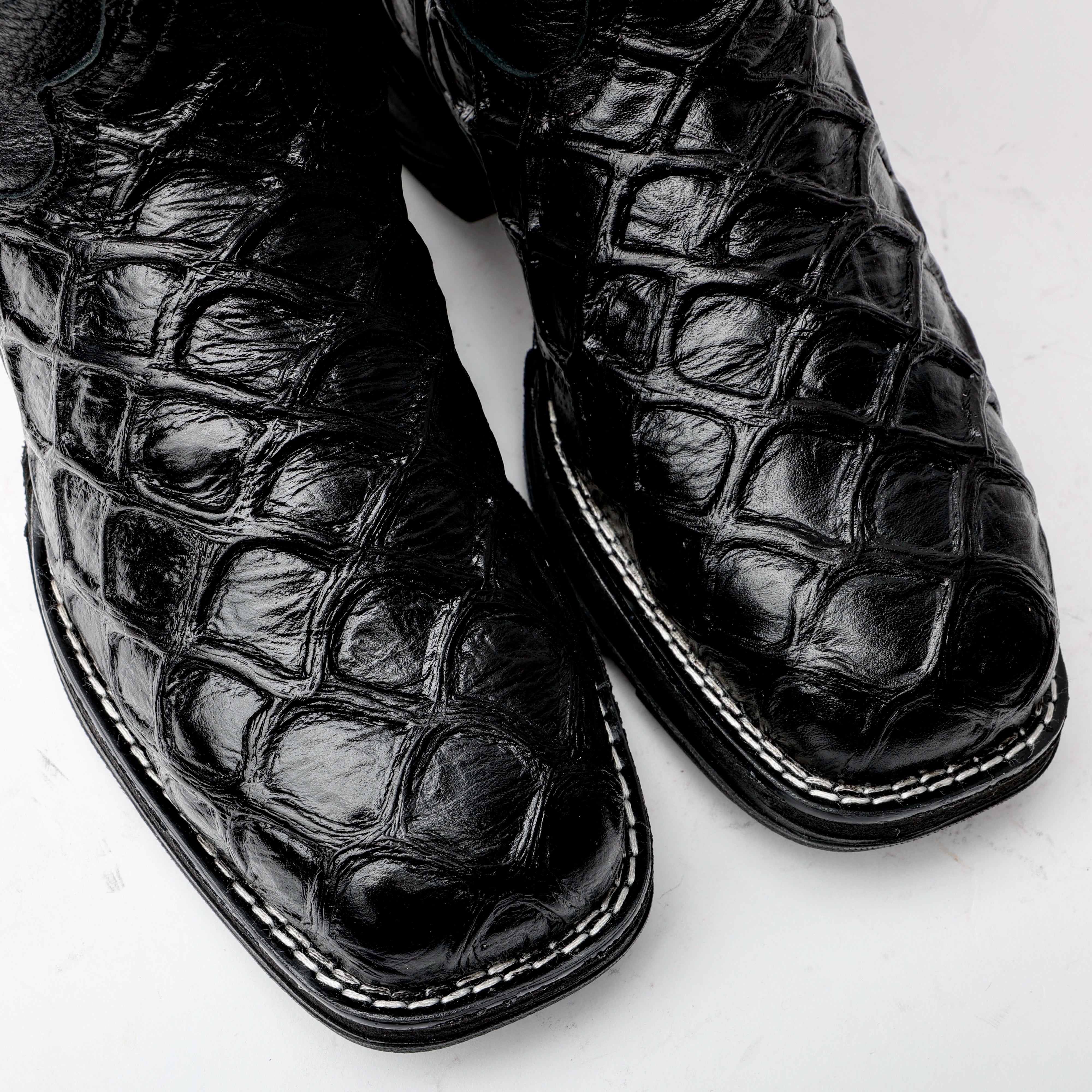 Black Pirarucu Leather Boots With 3D Lightweight BLACK EDITION Sole - Composite Toe