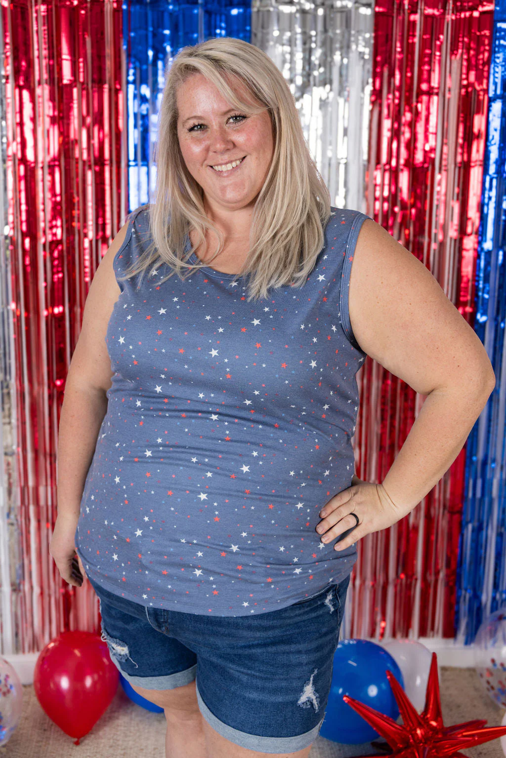 Ava Tank - Blue Liberty Stars