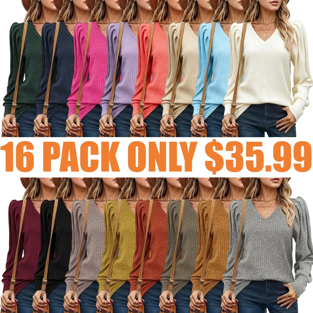 Women's Knit Shirt Soft Puff Long Sleeve