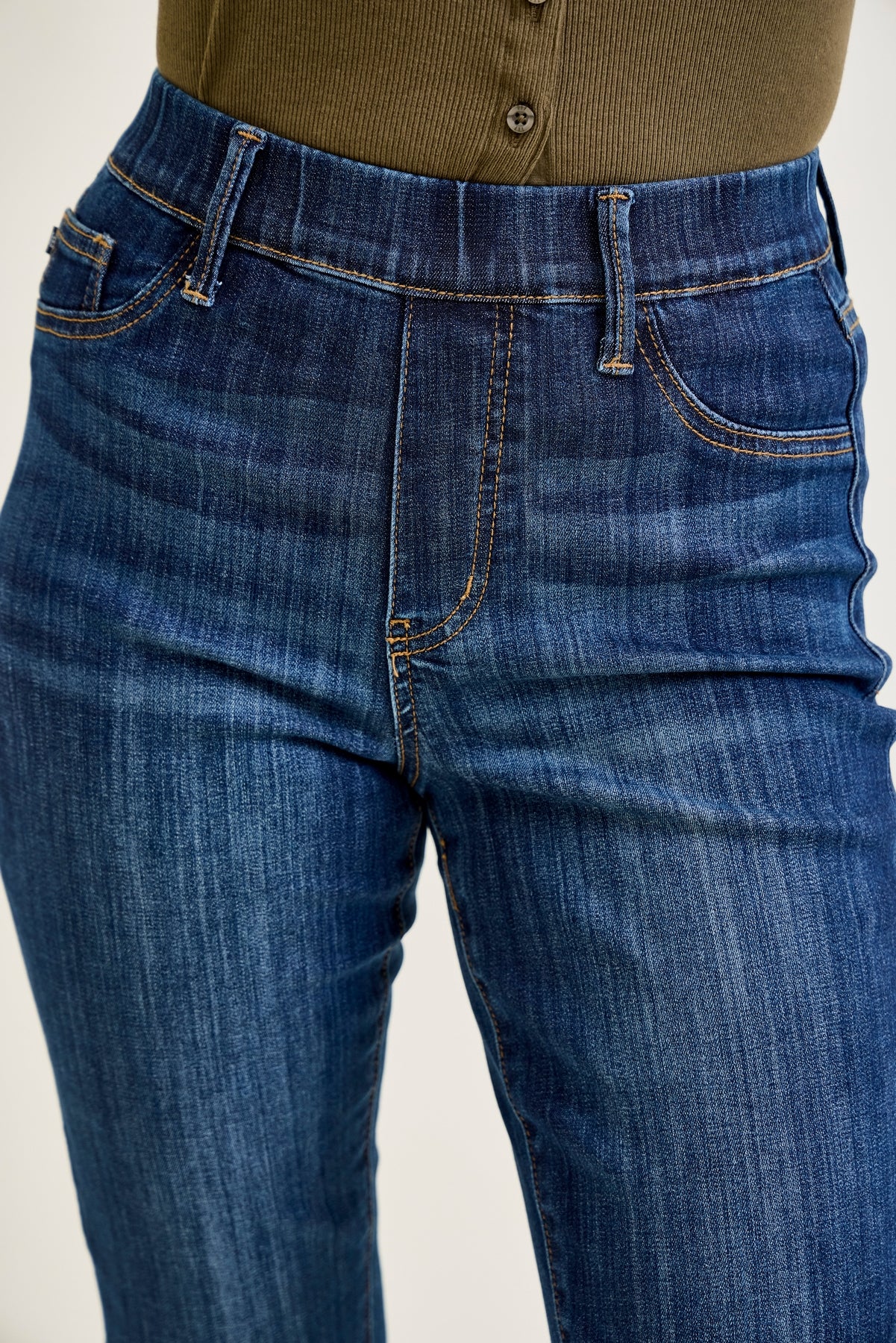 Hailey High Rise Pull On Double Cuffed Slim Jeans