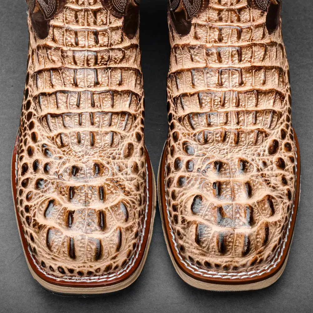 Bone Caiman Neck Leather Boots With 3D Lightweight Sole - Composite Toe