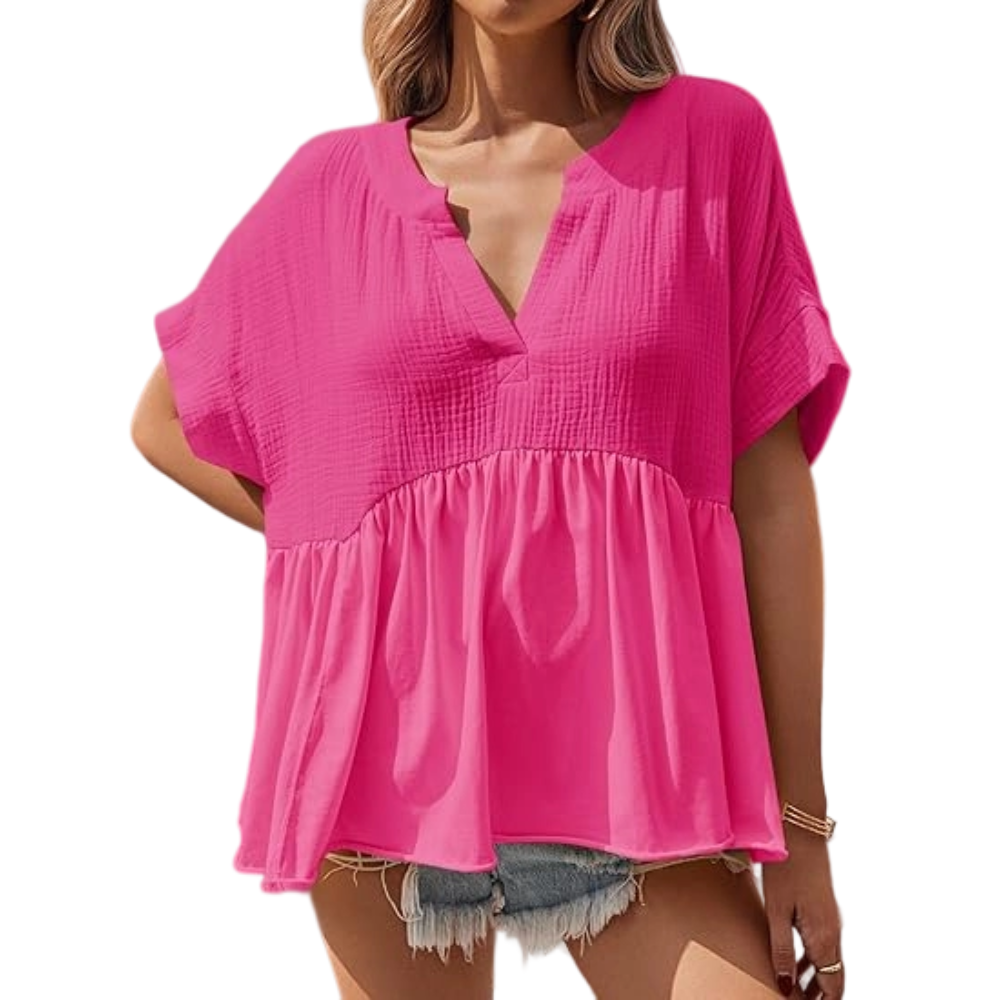 Womens Summer Babydoll Tops V Neck