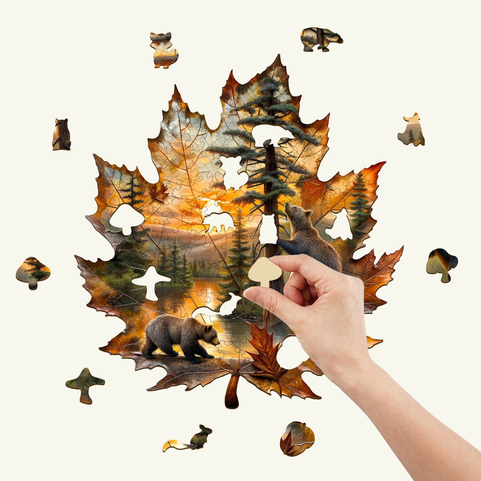 Brown Bear Autumn Wooden Jigsaw Puzzle