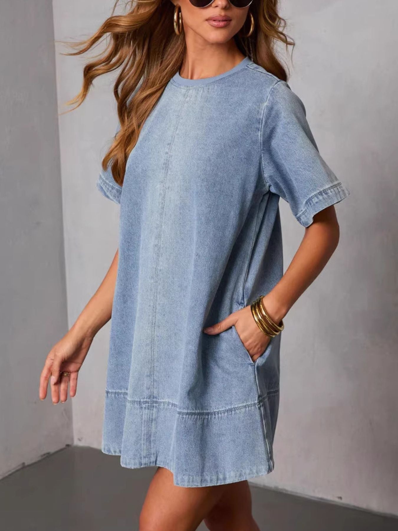 Casual Short Sleeve Denim Dress