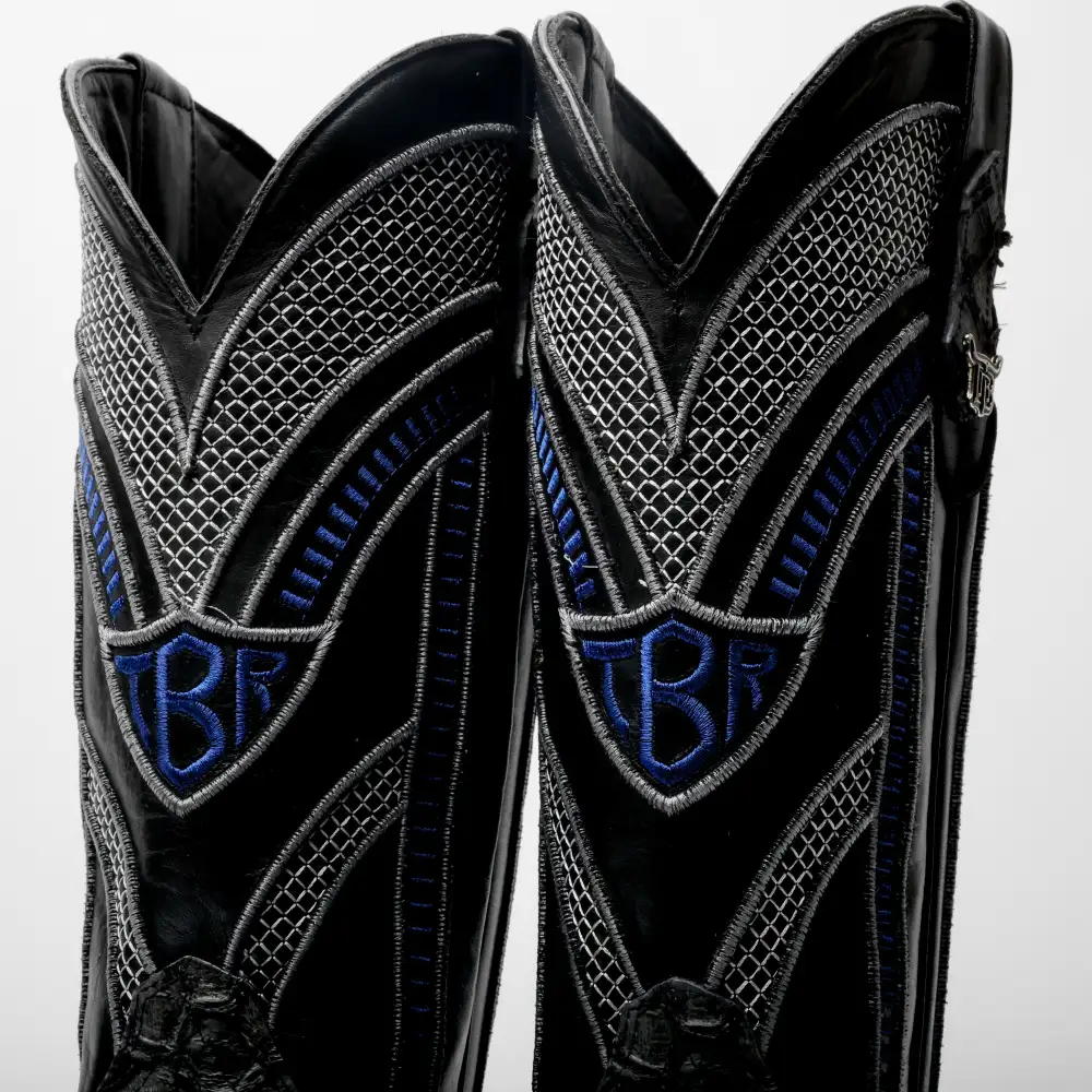 Grey Mini Pirarucu Leather Boots - Square Toe