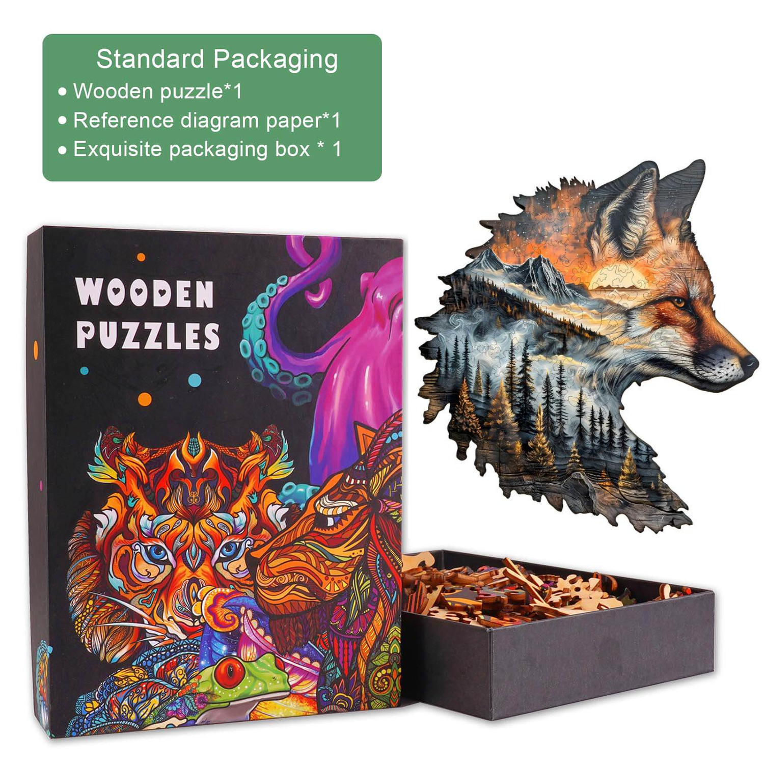Sunset Fox Wooden Jigsaw Puzzle