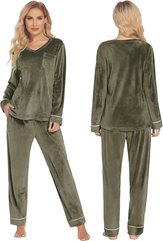 Velvet Pajamas Set – Soft Velour Long Sleeve Sleepwear for Men & Women