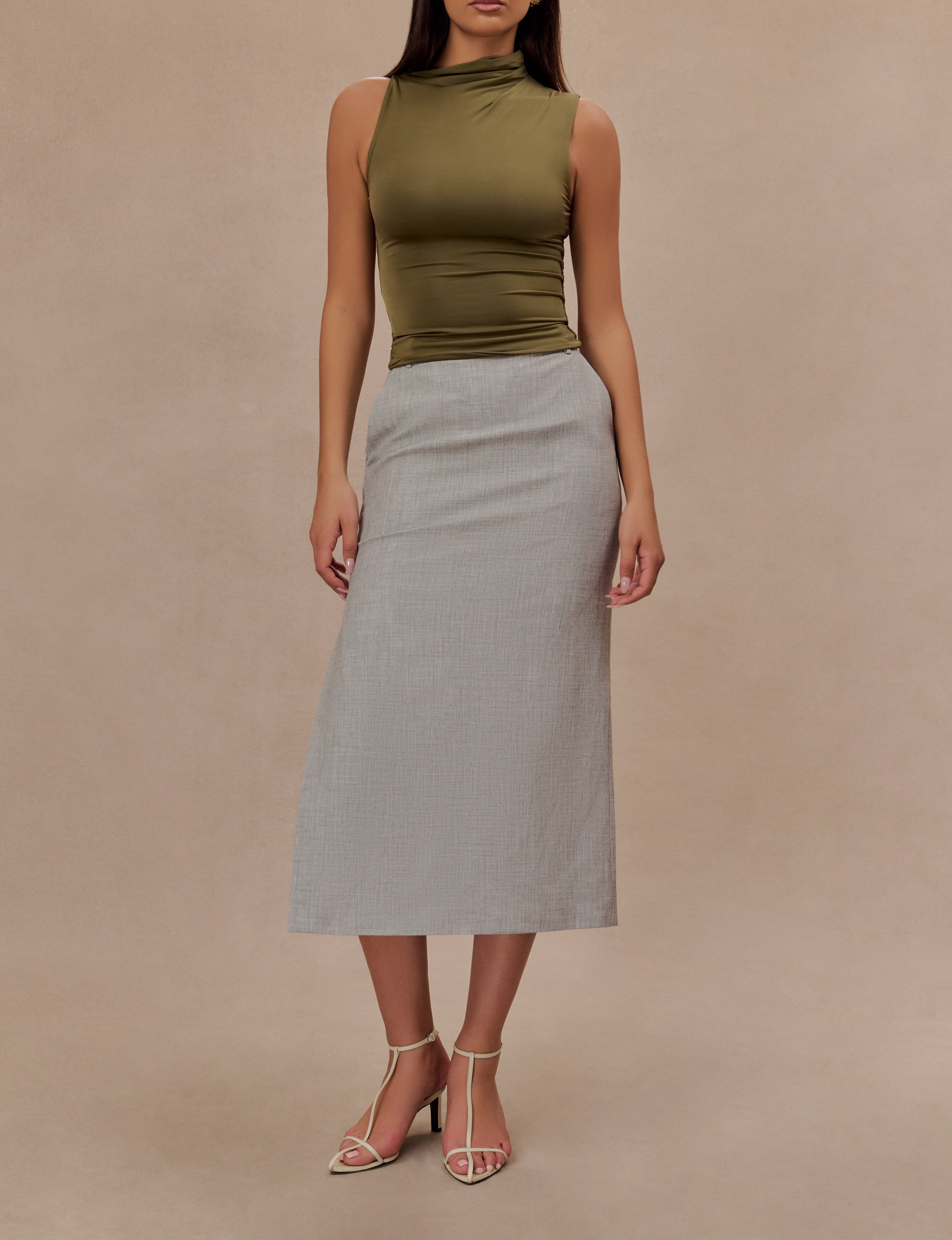 Olive Sleeveless Slinky Top