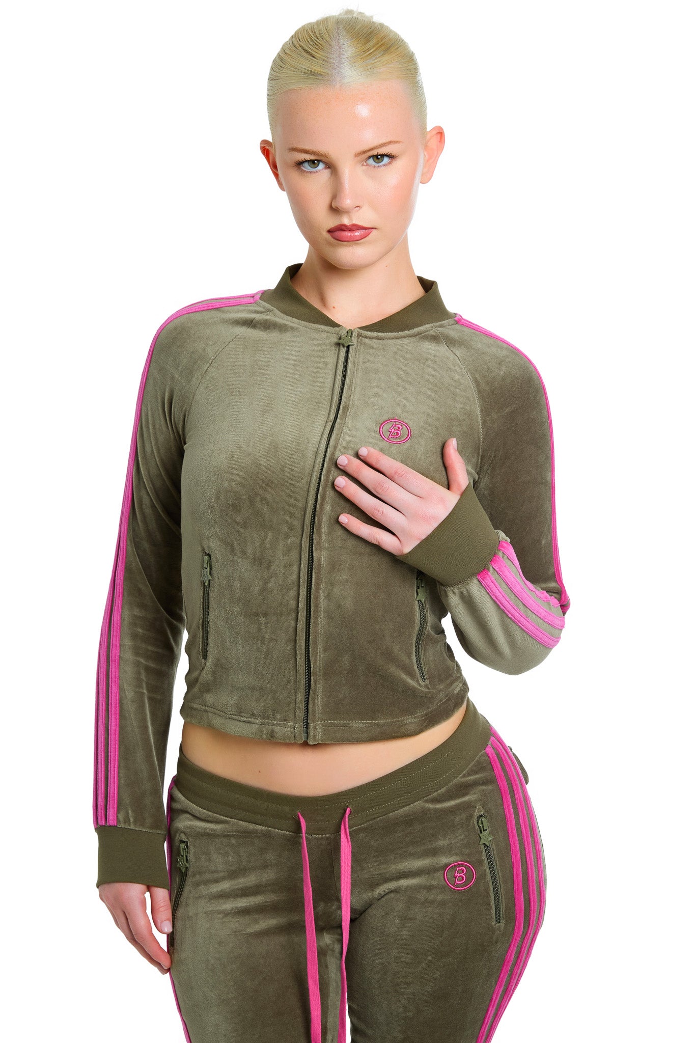 BODY VELOUR TRACK JACKET (OLIVE)