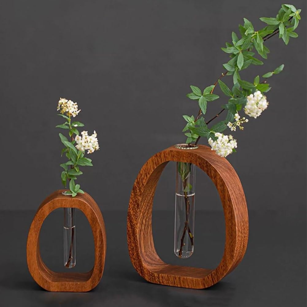 Solid Wood Glass Vase