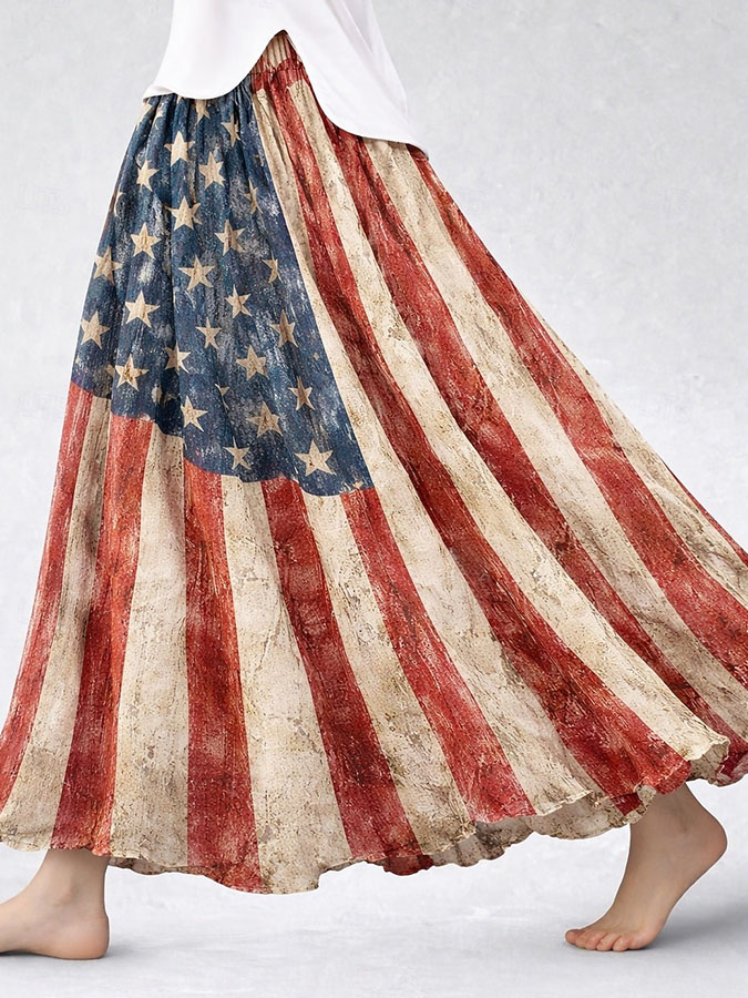 Women'S Leisure Independence Day 250Th Anniversary Commemorative Printed Pendant Skirt Half Body Skirt