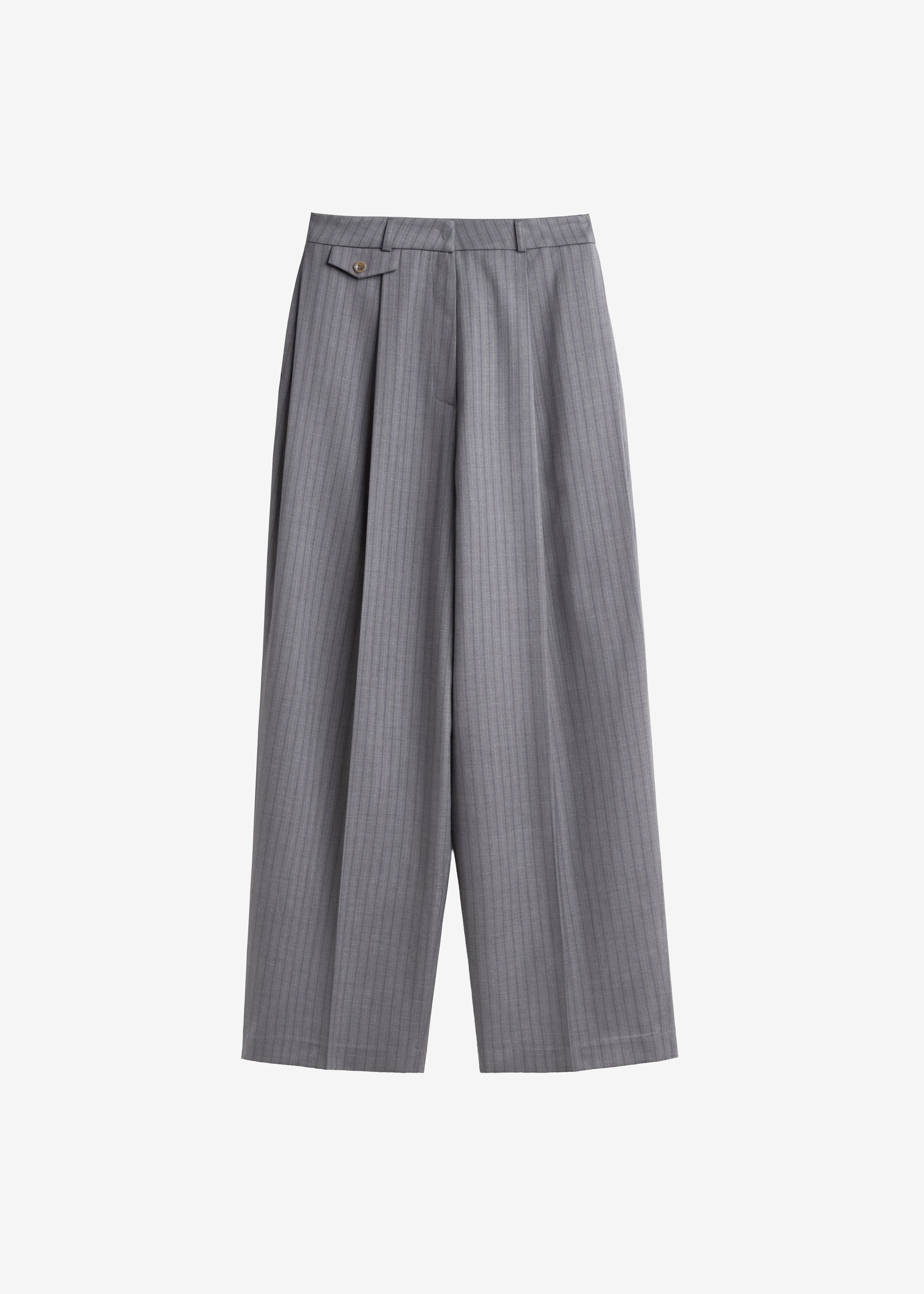 Helmond Pleated Trousers - Grey Multi Stripe