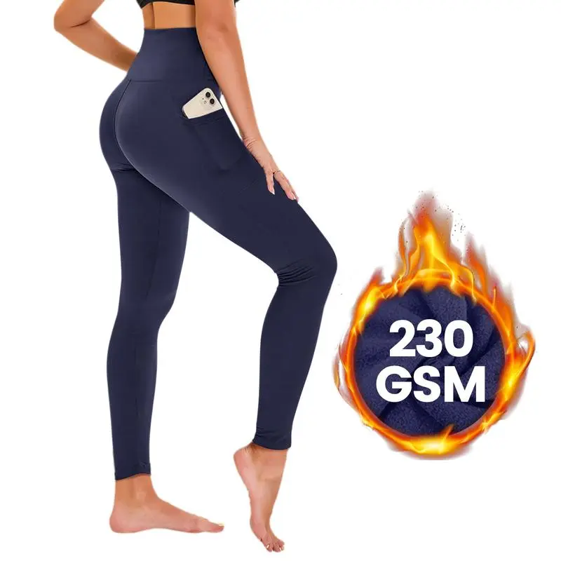 Women's High Waisted Fleece Lined Leggings with Pockets