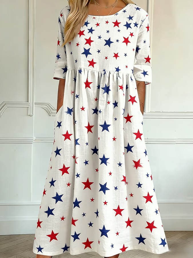 Women's 250th Anniversary Print Five-Sleeve Dress