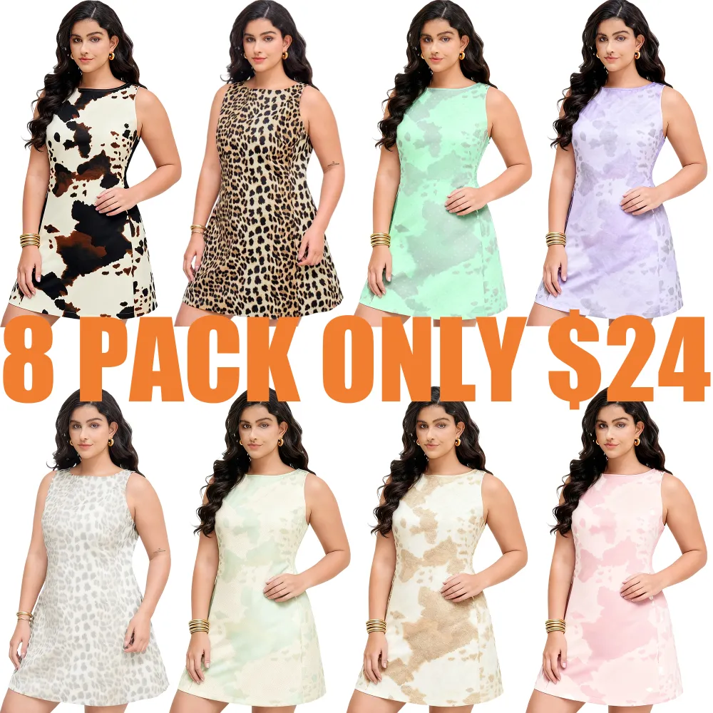 Boat Neck Leopard Print Zipper Mini Dress