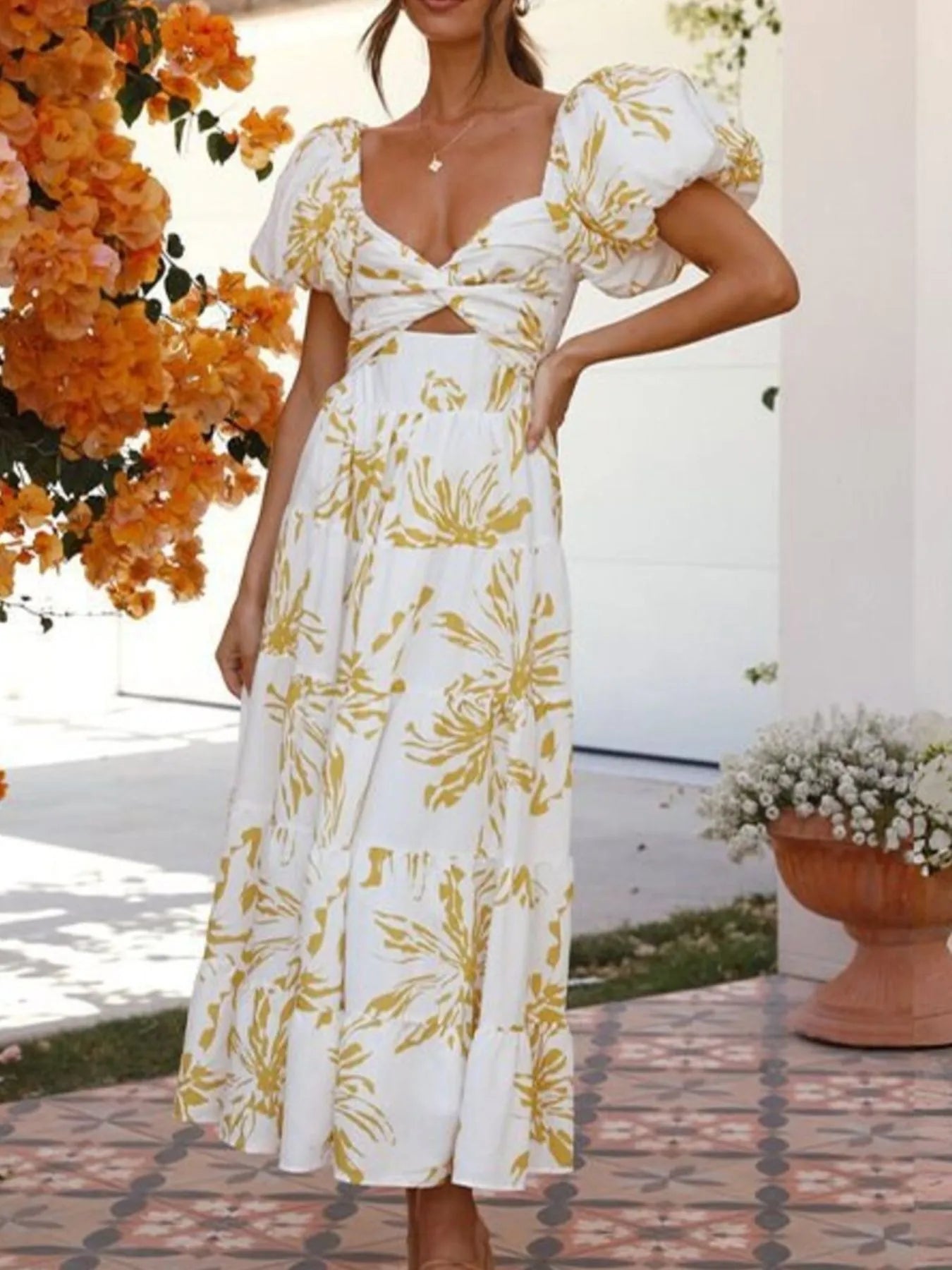 Off-Shoulder Floral Tiered Dress with Ruffle Details