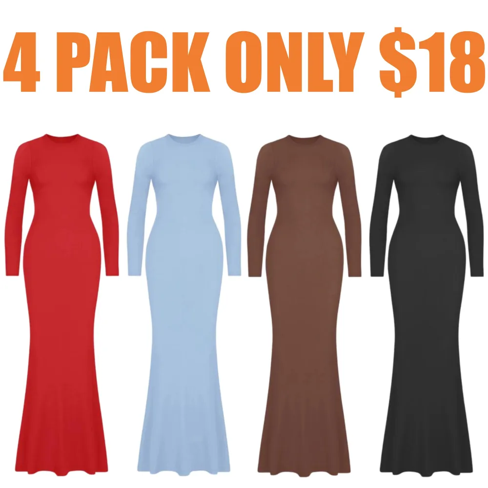 Women's Sexy Round Neck Mermaid Hem Long Home Dress