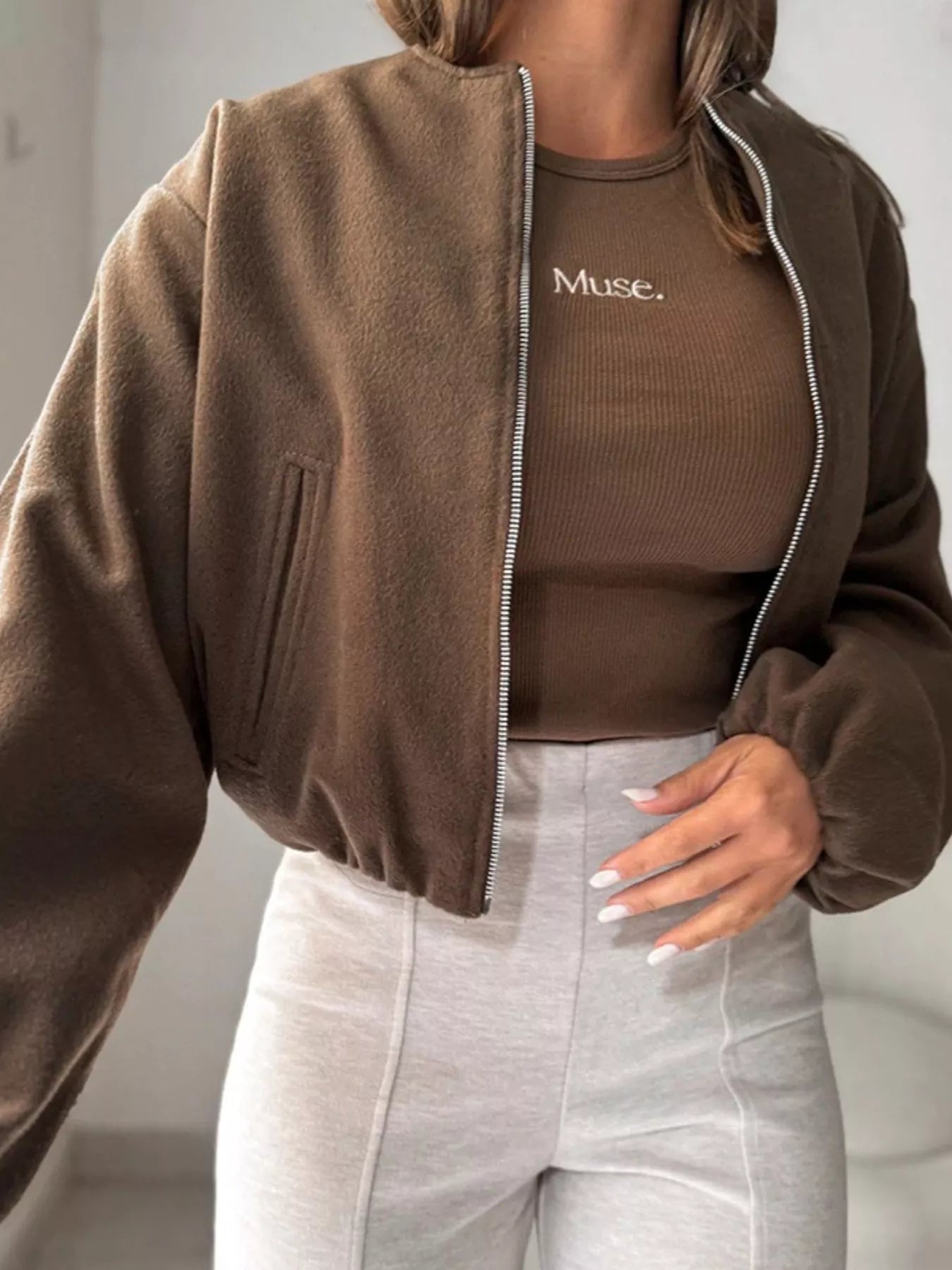 Casual Fleece Zip-Up Jacket