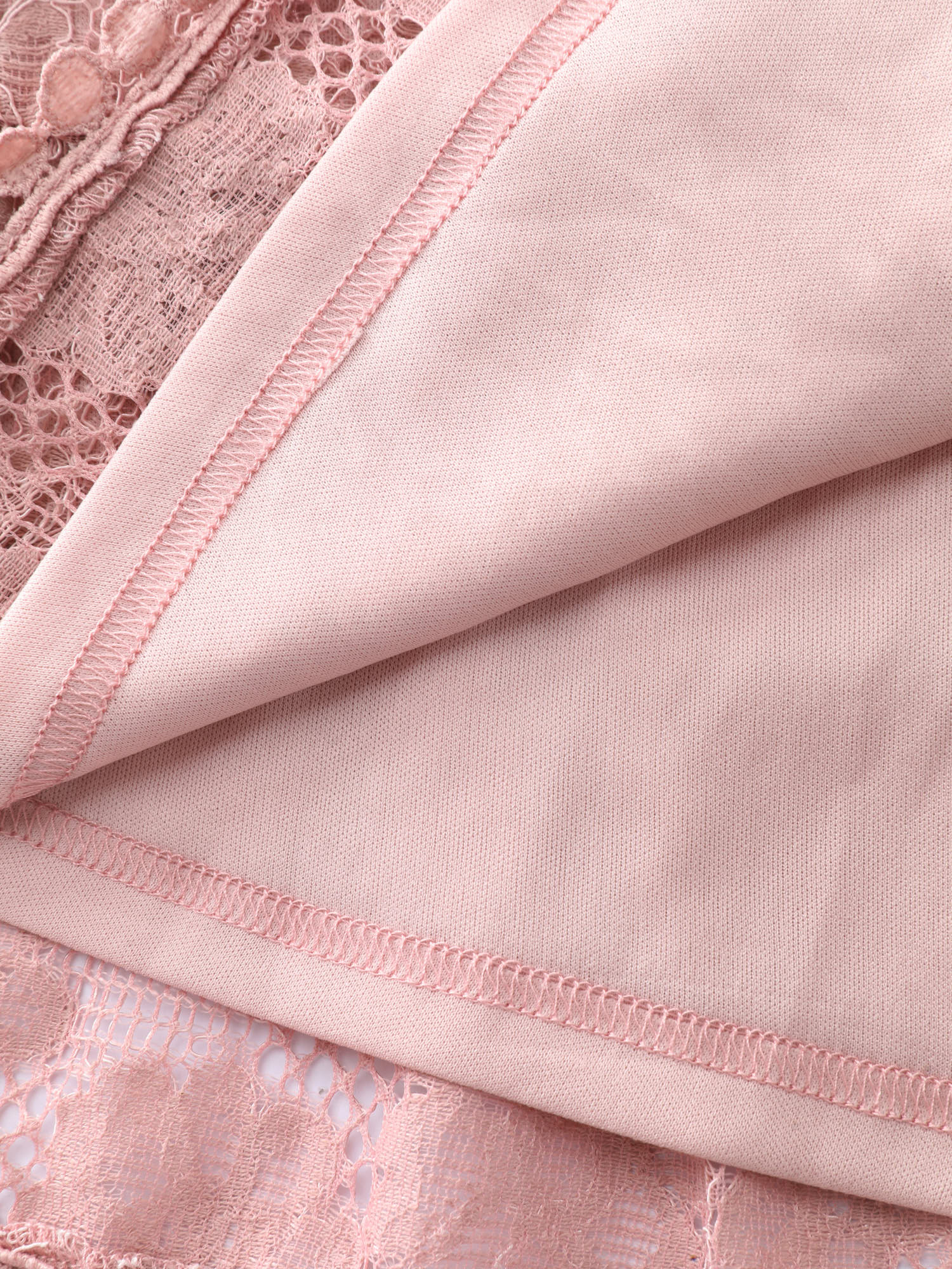 Lace Surplice Neckline Ruffled Hem Mini Dress