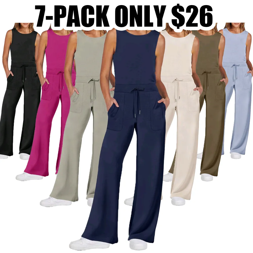 ANRABESS Women's 2025 Summer Sleeveless Jumpsuit – Casual Wide-Leg Romper with Long Pants for Outdoor & Dressy Wear