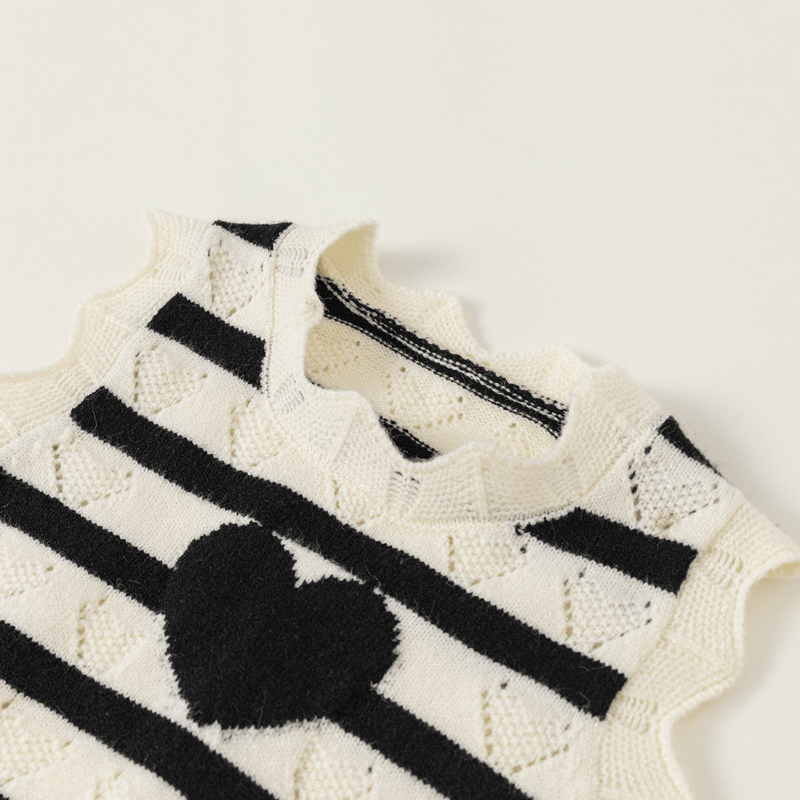 Toddler Girl Black Striped Heart Vest