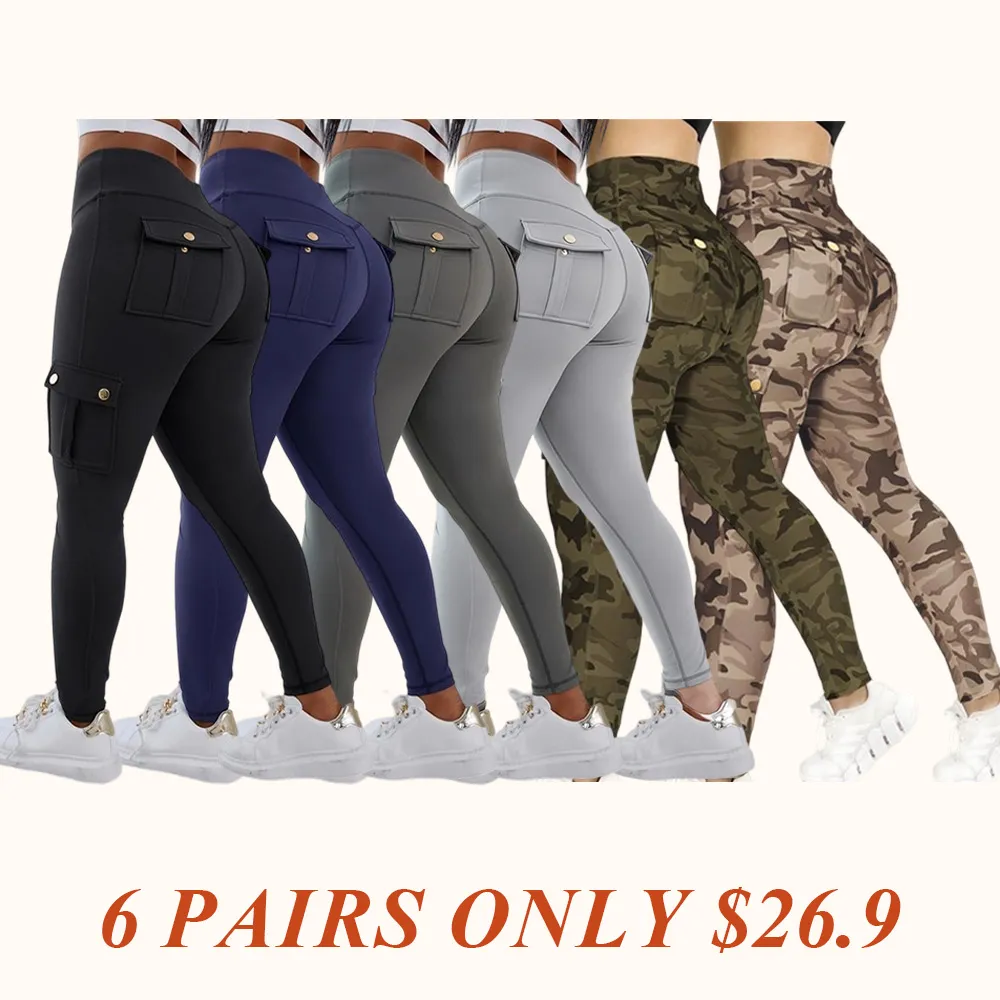Womens Butt Lifting Leggings with Flap Pockets High