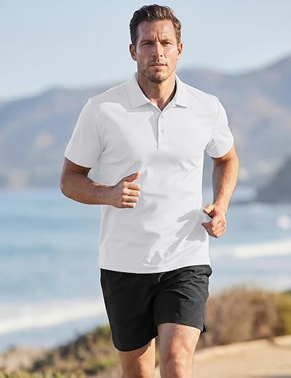 Men's Performance Polo Shirt with Ribbed Sleeves