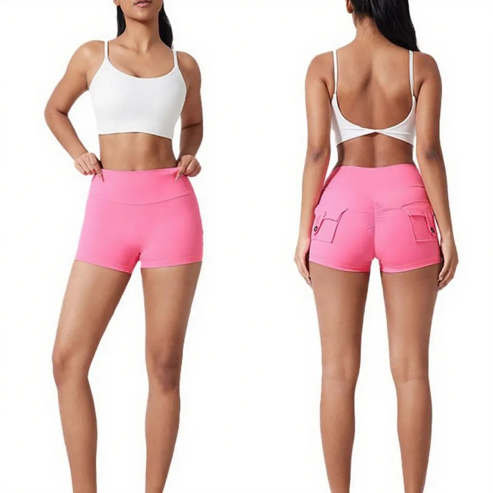 Women's High Waist Ruched Skinny Sports Shorts