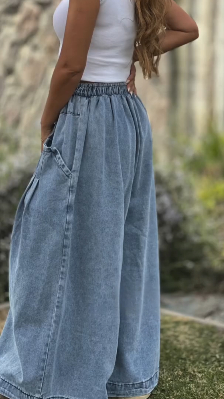 Ladies Drawstring Casual Loose Jeans