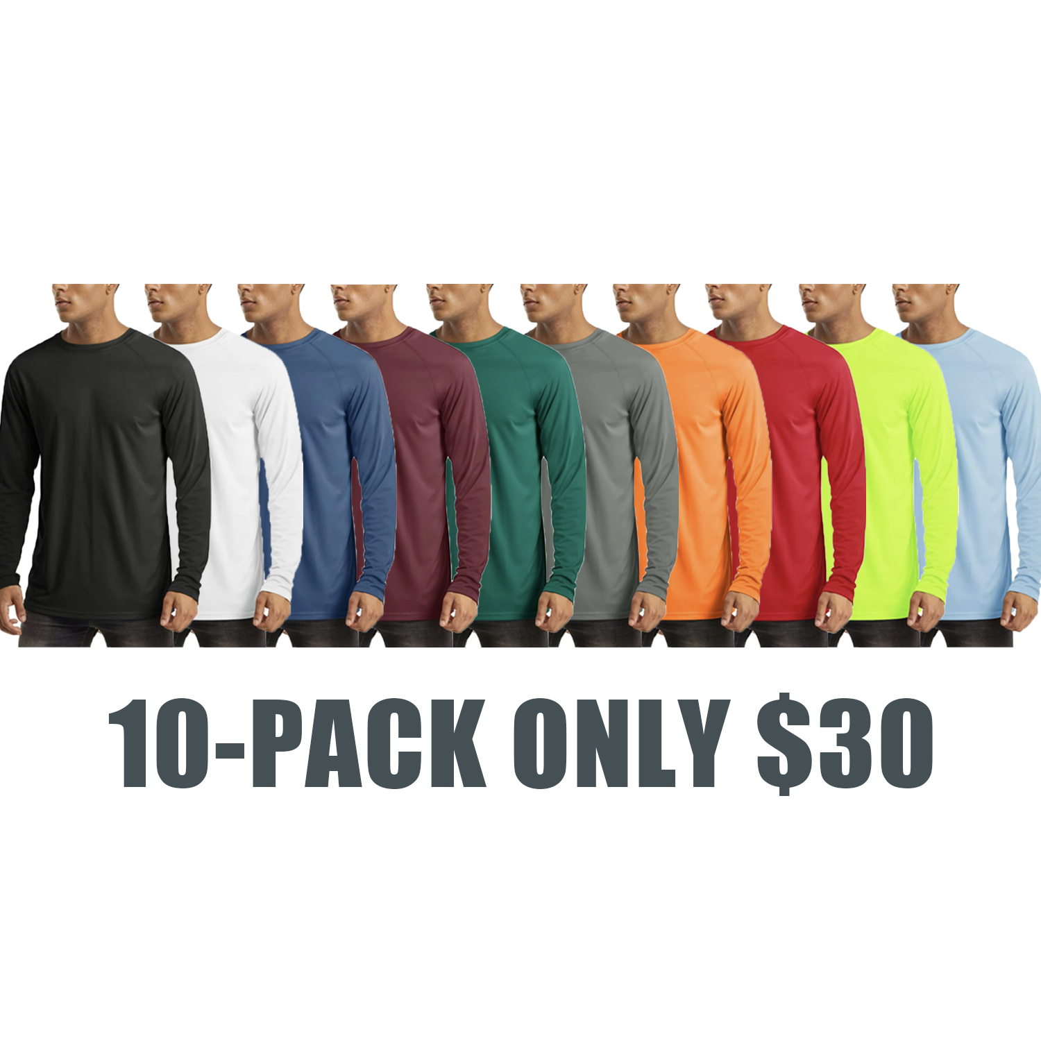 Men's UPF 50+ Long Sleeve Sun Protection Shirt – Quick Dry Lightweight Rashguard T-Shirt for Hiking, Swimming, and Outdoor Workouts