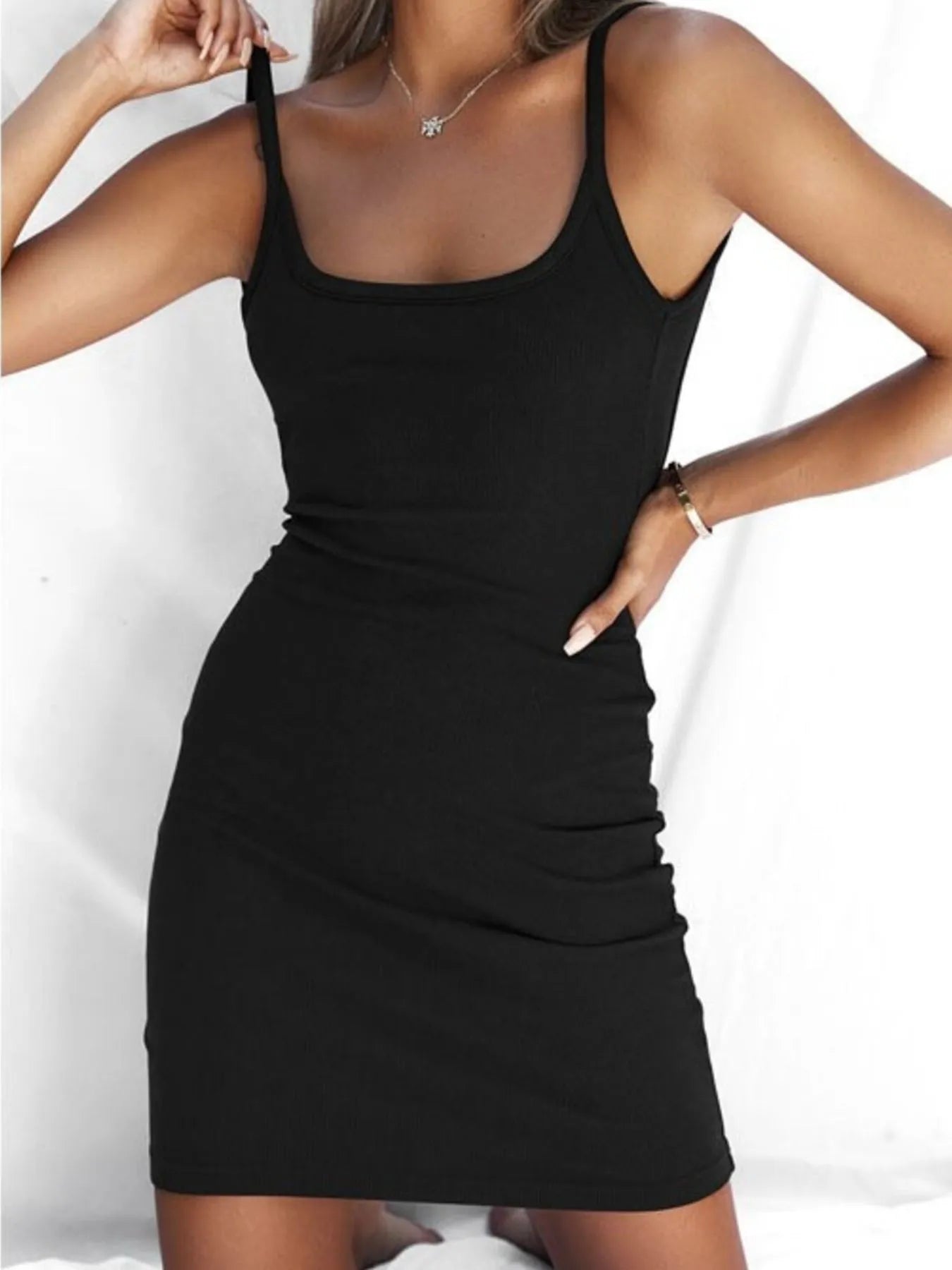 Backless Scoop Neck Bodycon Cami Dress
