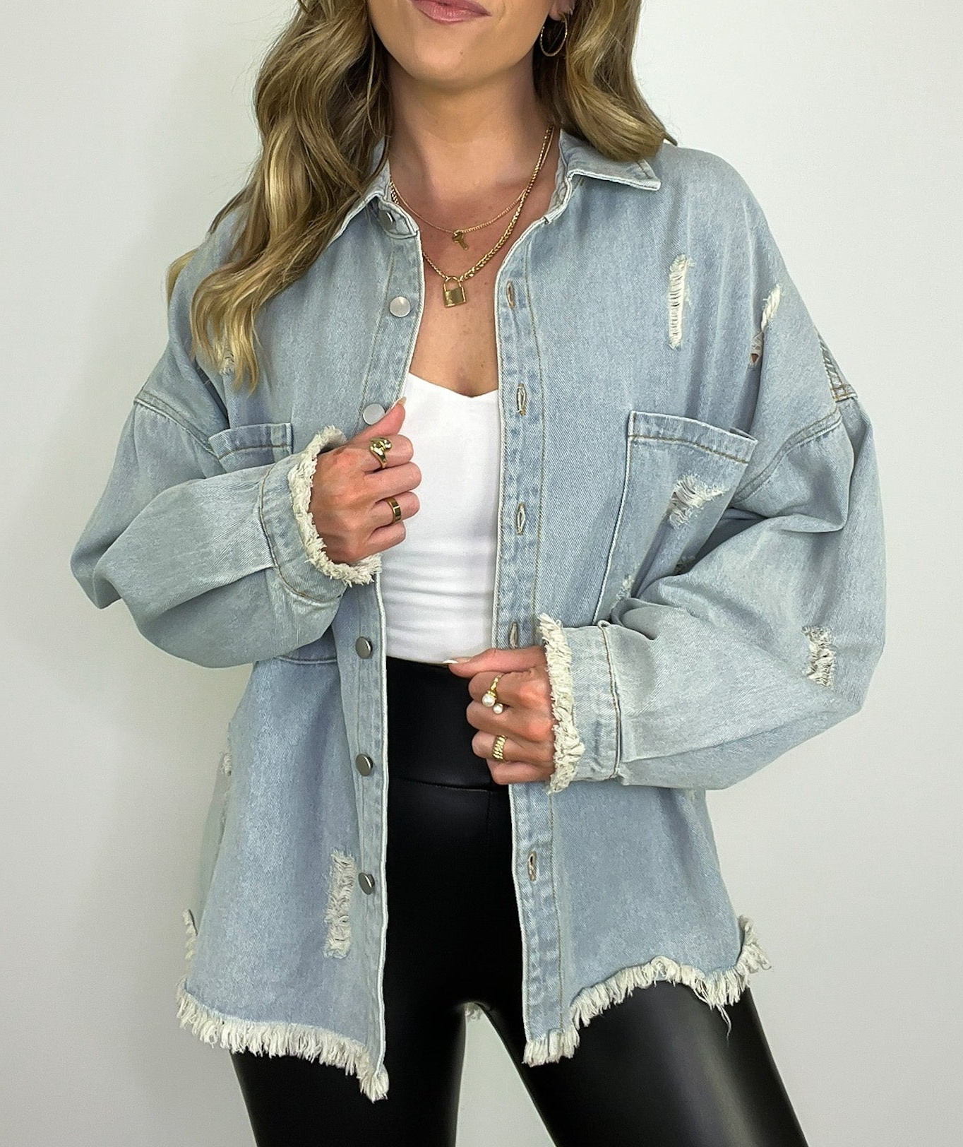 Oversized Distressed Denim Jacket