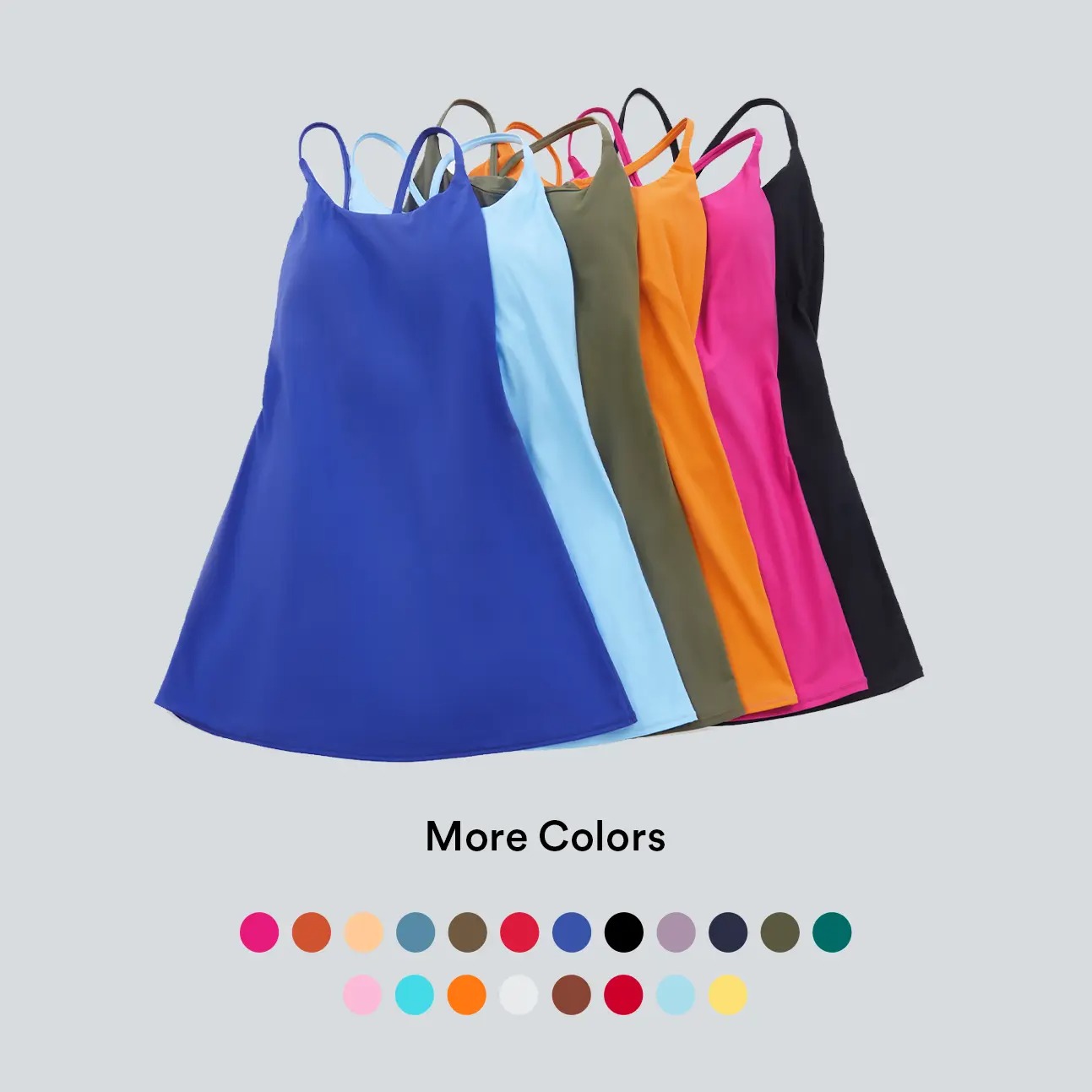 Women's Backless Active Tennis Dress with Built-In Shorts