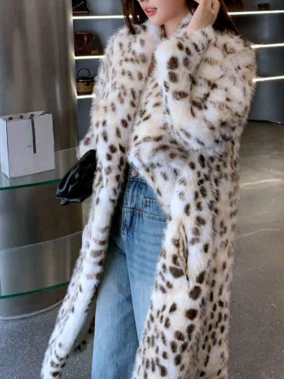 Women's Warm Luxury Leopard Faux Fur Coat