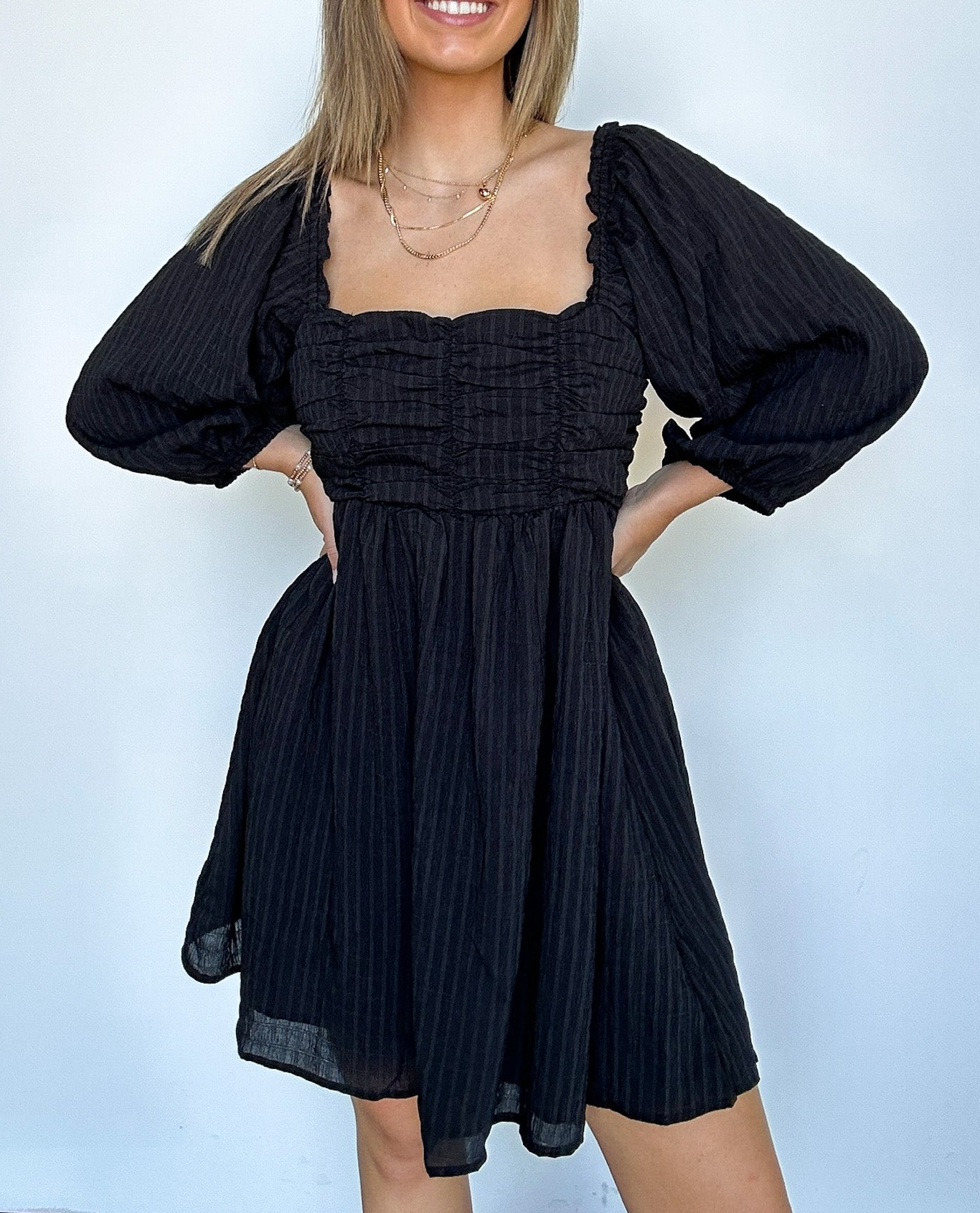 Easily Effortless Smocked Puff Sleeve Dress