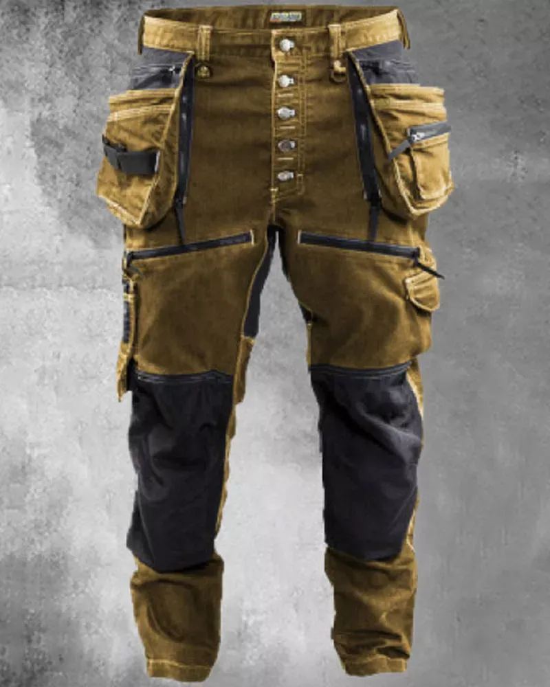 Men'S Pocket Patchwork Overalls