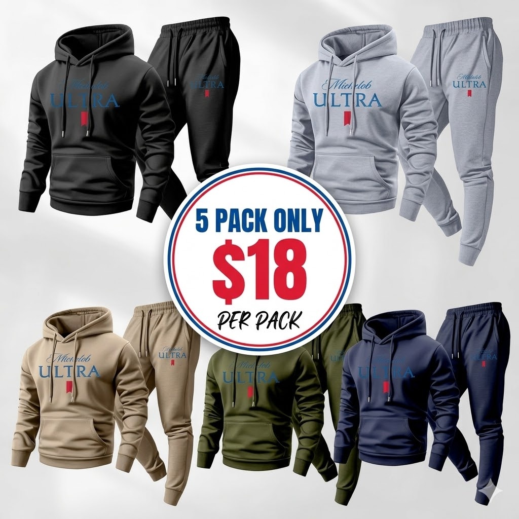 Men's vintage print hooded sweatshirt and drawstring sweatpants set