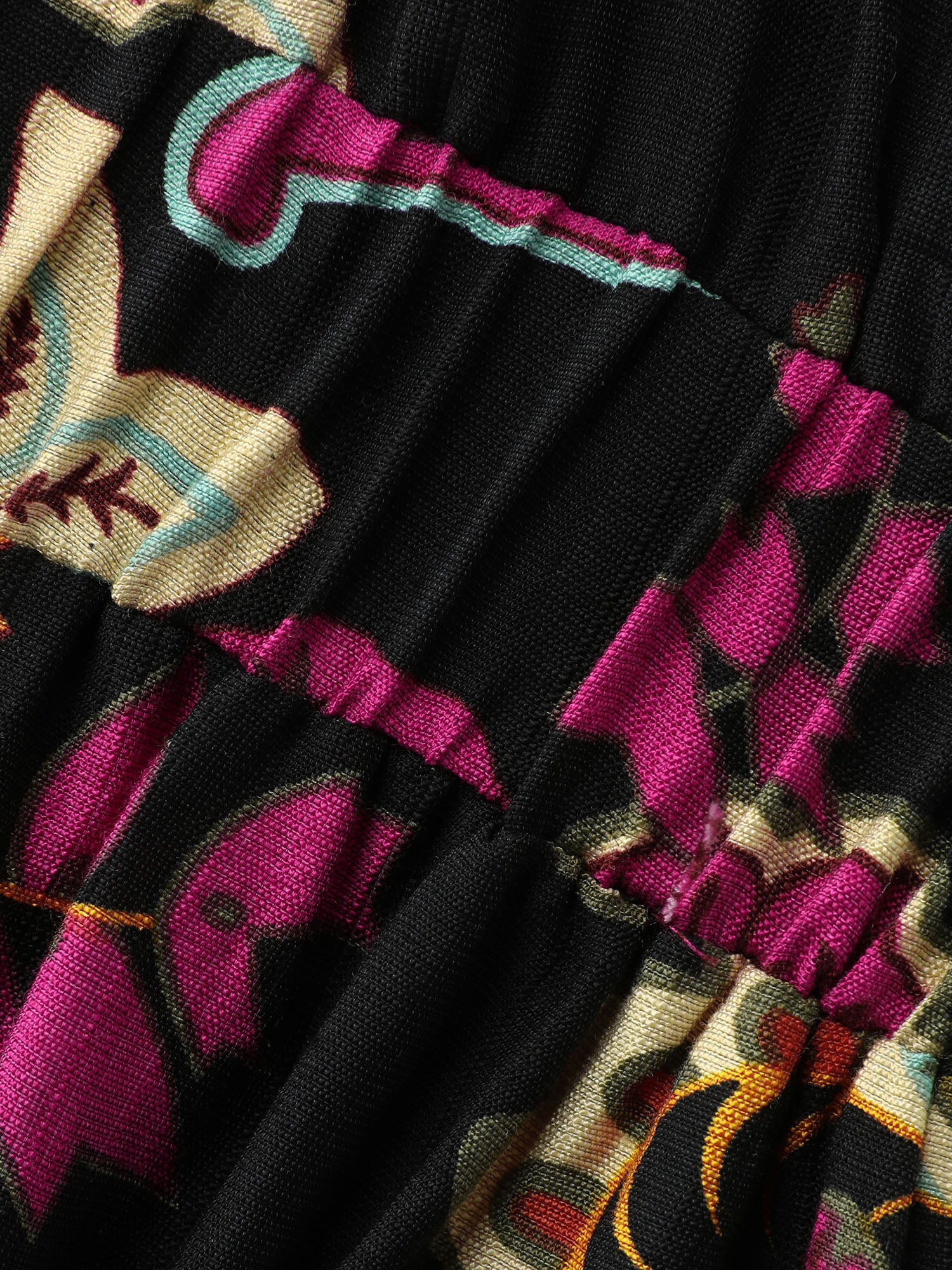 Vibrant Floral Print Ruffled Neckline Mini Dress