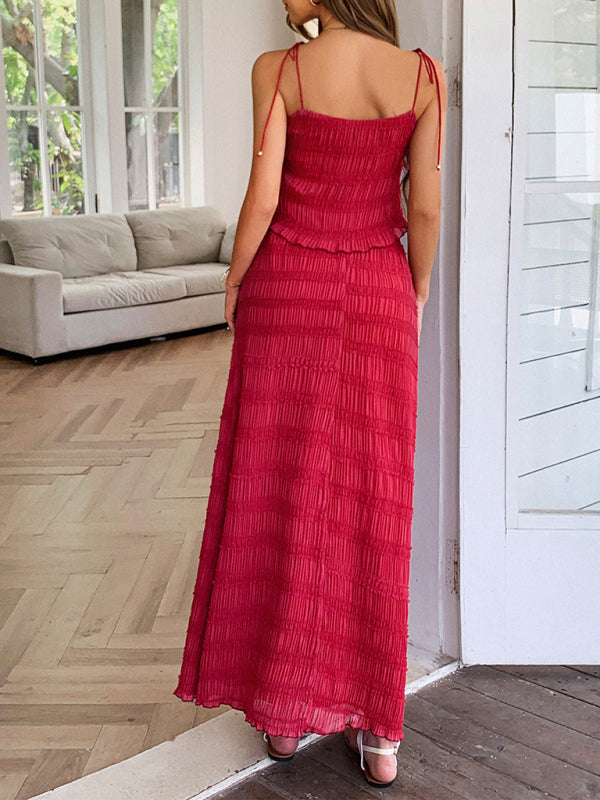 Seaside Strappy Two-piece Set Maxi Skirt and Crop Top