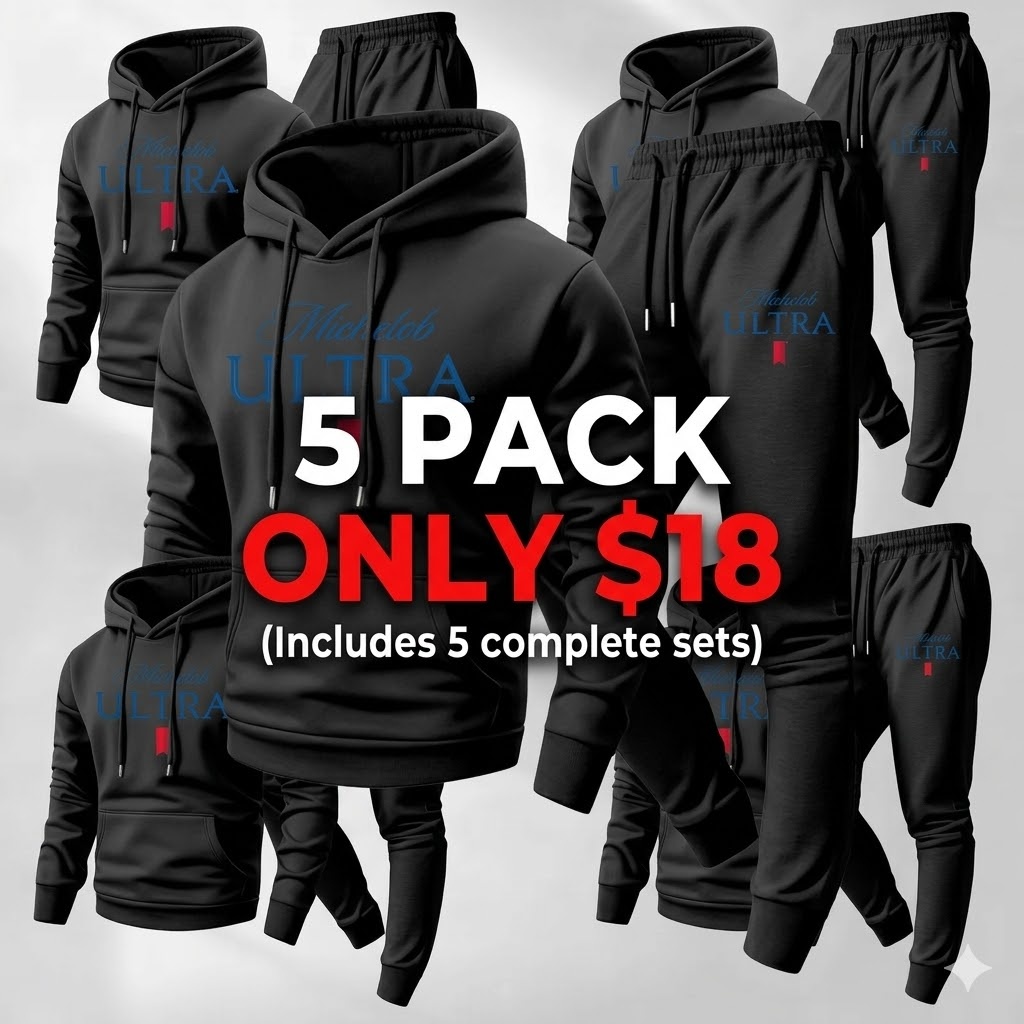 Men's vintage print hooded sweatshirt and drawstring sweatpants set