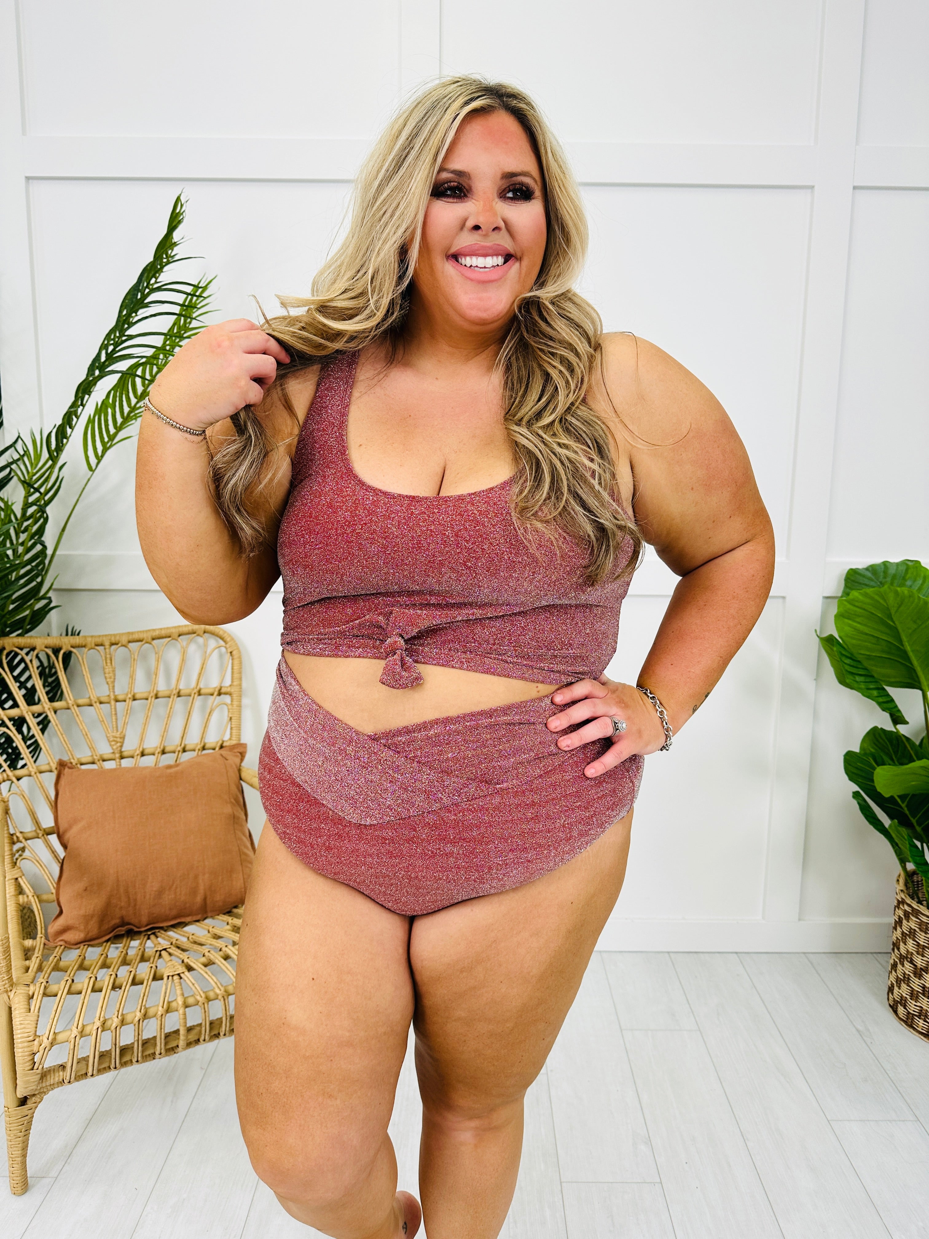 The Mari Swim Top in Cranberry Shimmer