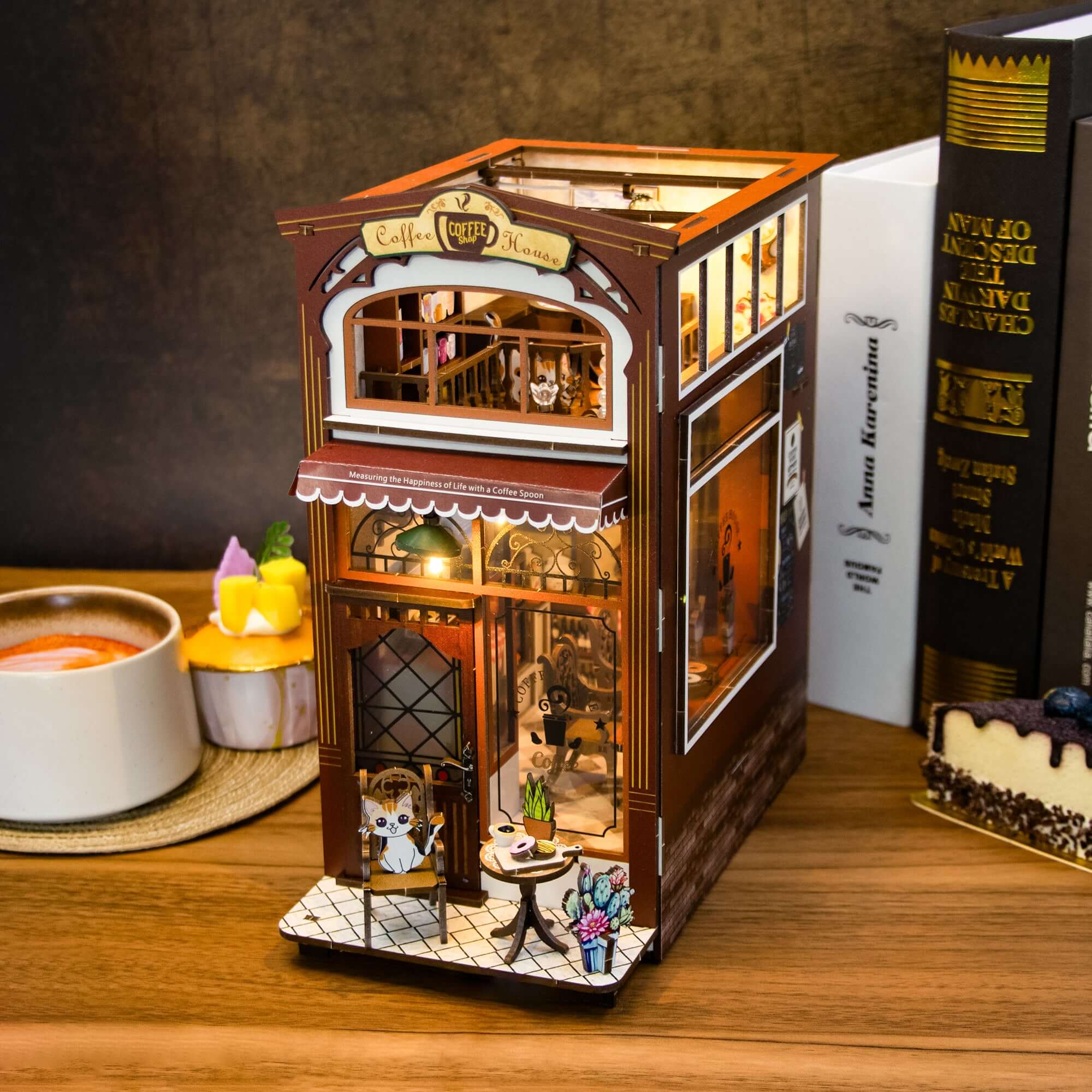 Coffee House - DIY Book Nook Kit,3D Wooden Puzzle