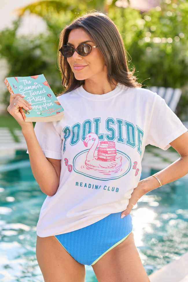 Poolside Reading Club White Graphic Tee