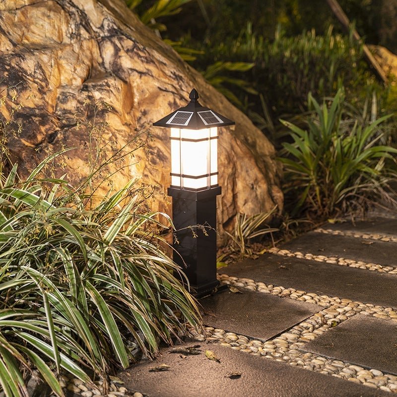 Vintage Pavilion Shape Black Retro Outdoor Light Post Lamp Pathway Lights