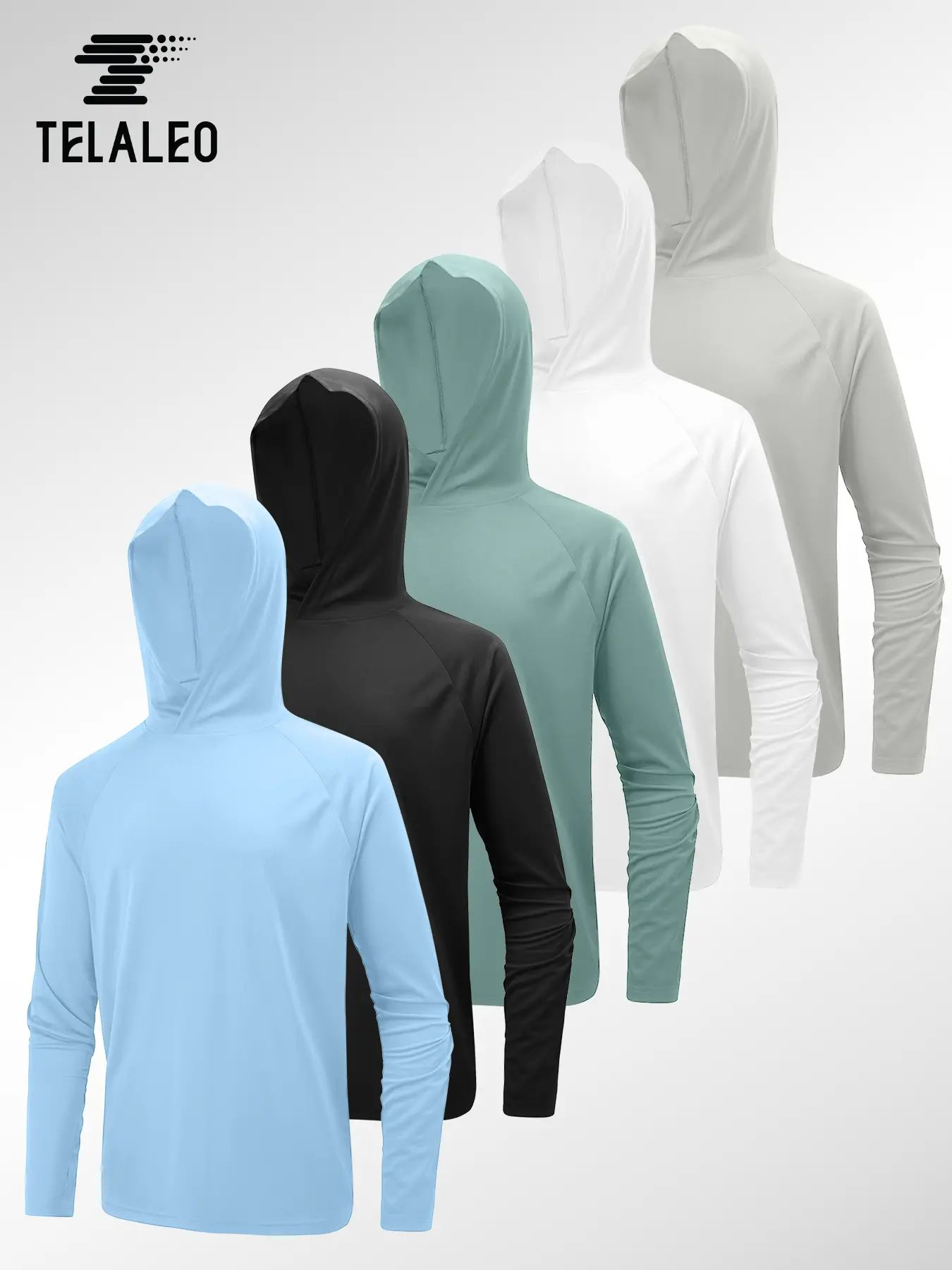 Men’s Athletic Hooded Long Sleeves – Quick Dry Running Shirts with Thumb Holes Sports Activewear Set
