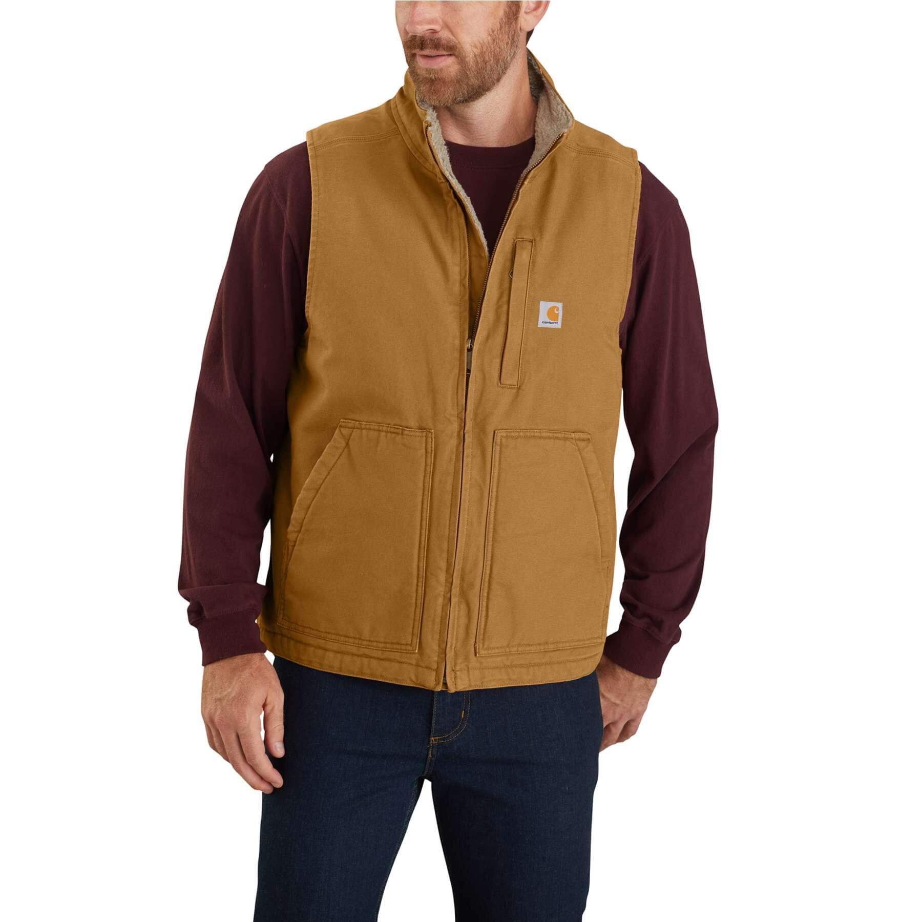 CHT Washed Duck Loose Fit Sherpa-Lined Mock Neck Gilet Vest 104277