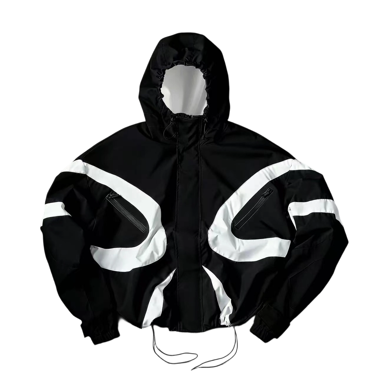 💨Futuristic Techwear Jacket | Grey & White Aesthetic Windbreaker SpringStatements