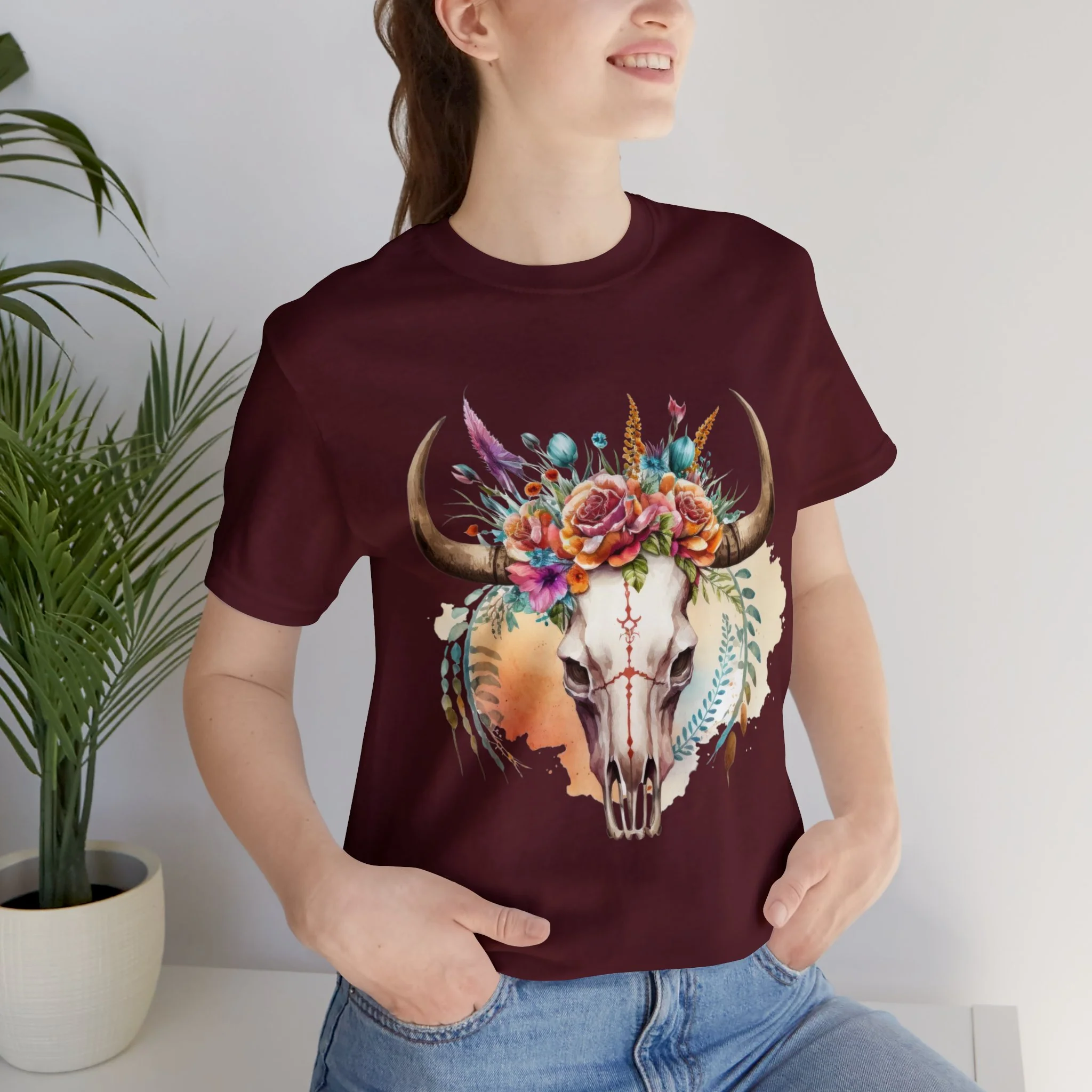 Boho Skull Unisex Jersey Short Sleeve Tee