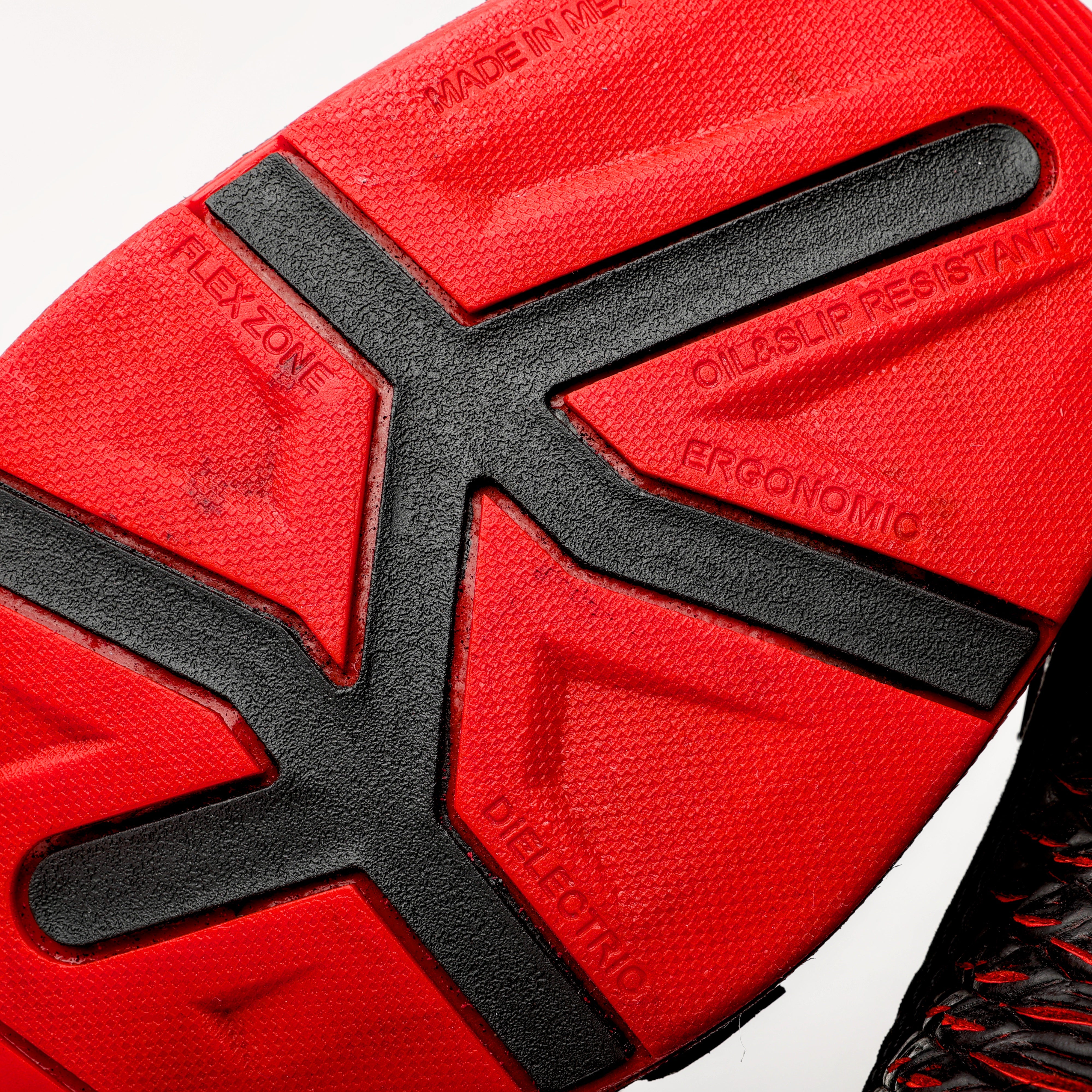 Black/Red Python Leather Botin With 3D Lightweight Soles - Square Toe